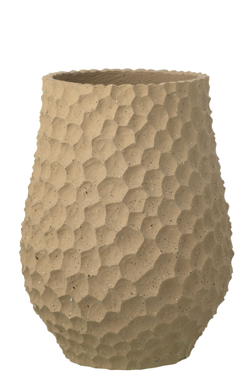J-Line bloempot Inkepingen + Buiten zand - steen - taupe - large