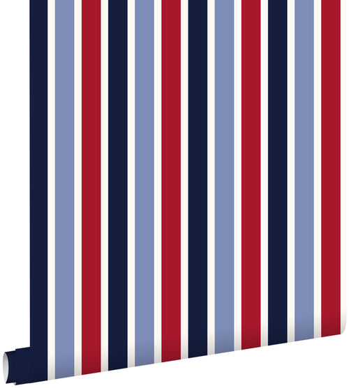 ESTAhome behang strepen marine blauw en rood - 53 cm x 10,05 m - 115816 - vtwonen shop