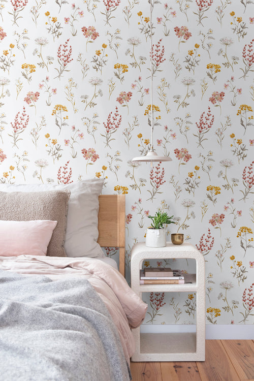 Sanders & Sanders behang bloemen wit, terracotta en geel - 53 cm x 10 m - 640169 - vtwonen shop