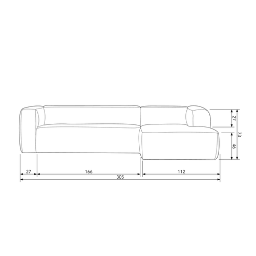 WOOOD hoekbank rechts Bean - Stof - Terrazzo - 73x305x96 - vtwonen shop