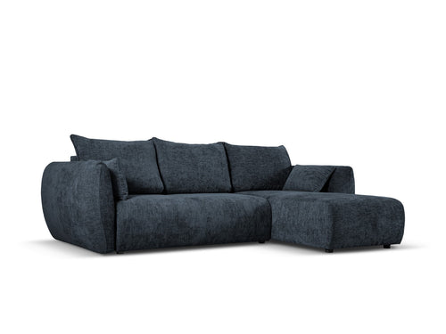 Cosmopolitan Design Converteerbare hoekbank rechts met opbergdoos Matera 4-zits, chenille, koningsblauw - 173x253x86cm