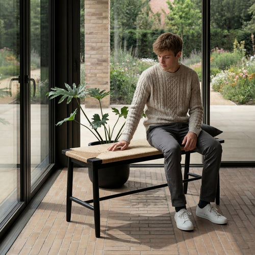 Furnhouse bankje Prime - Zwart - Papiergaren - 35x110x47