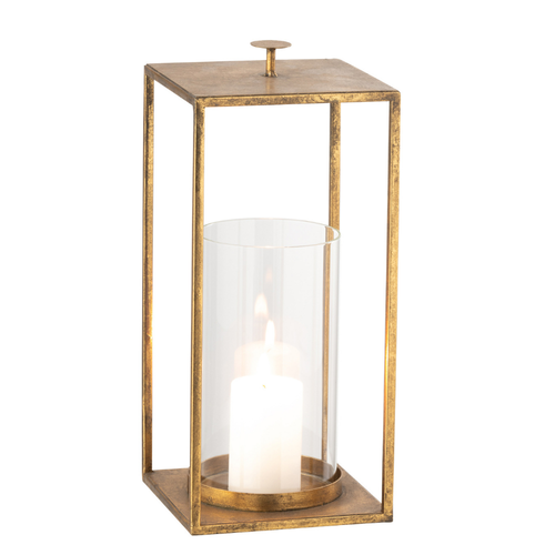 J-Line lantaarn Nino - ijzer/glas - goud - vtwonen shop