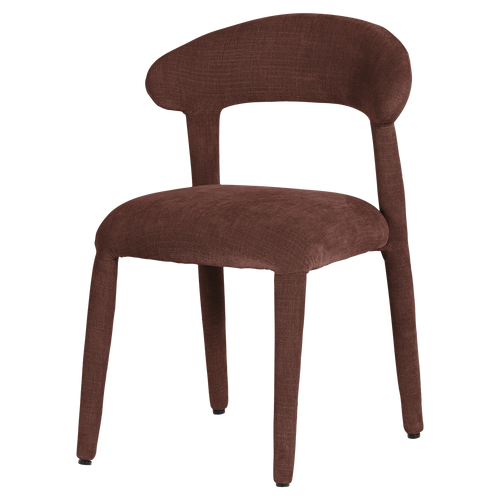 WOOOD eetkamerstoel Sile - Linnenlook - Bordeauxrood - Set Van 2 - 80x57x55
