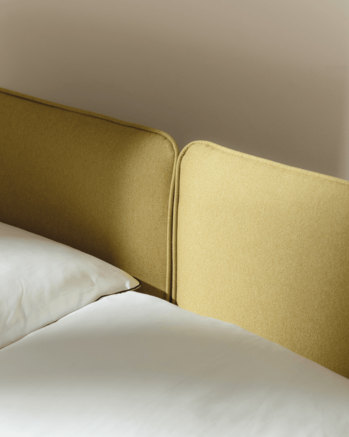 noo.ma Melu gestoffeerd tweepersoonsbed 160 x 200 cm, Yellow Pear