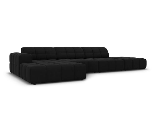 Cosmopolitan Design linker hoekbank Chicago 5-zits, flueel zwart - 167x348x78cm