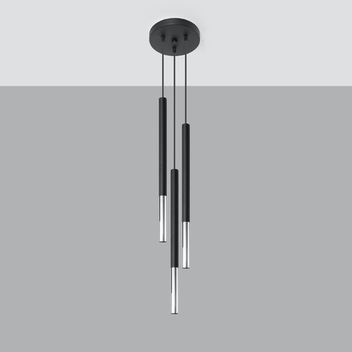 Sollux Lighting Hanglamp MOZAICA 3P zwart/chroom - 20x20x90cm