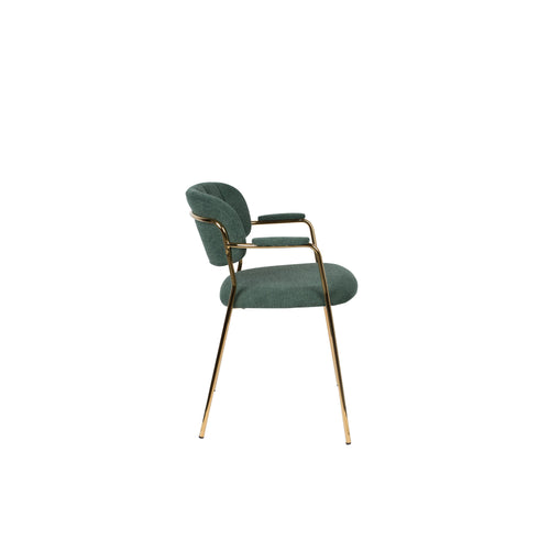 Housecraft Living Jolien Eetkamerstoelen armleuning Goud/Dondergroen - Set van 2 - vtwonen shop