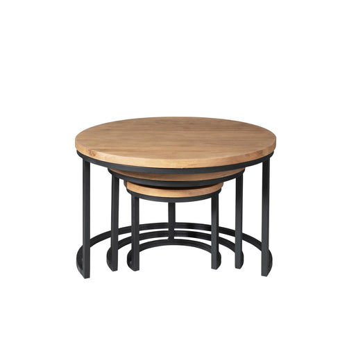 Starfurn Salontafel Dakota - Rond Naturel Hout - Set van 3