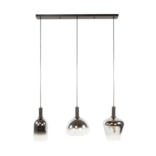 Giga Meubel Hanglamp Zenith Mix - Zwart Glas - 3-Lichts - 105x28x150cm - vtwonen shop
