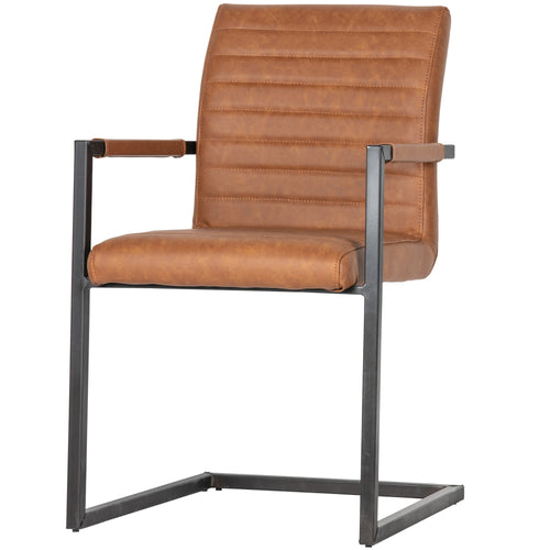 WOOOD eetkamerstoelen Bas - Pu - Cognac - Set van 6