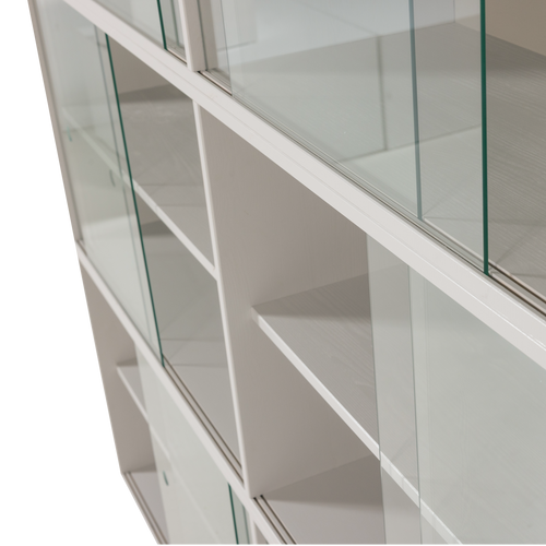 WOOOD vitrinekast combinatie Klink - Grenen - Mist - 180x200x35