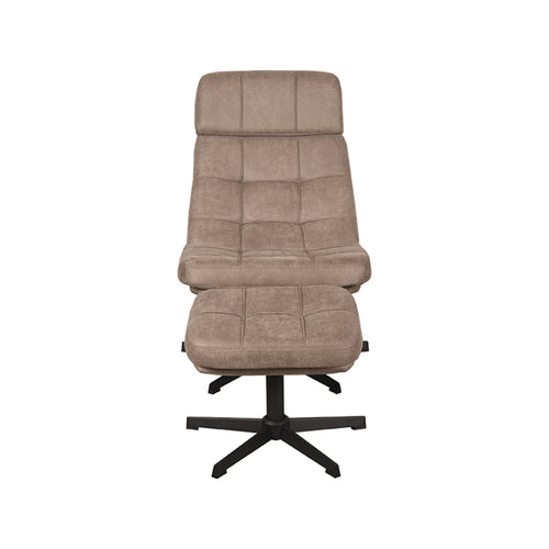 LABEL51 Fauteuil Alvar - Taupe Stof - Draaibaar - Incl. Hocker - vtwonen shop