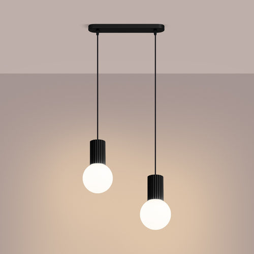 Sollux Lighting Hanglamp HALO 2L zwart - 33,5x6x120cm