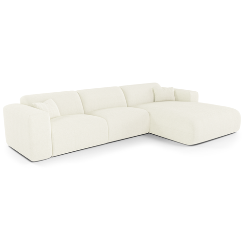 Sia Home - Rechthoekige hoekbank die als bed kan worden gebruikt MYRA - corduroy crème 280cm