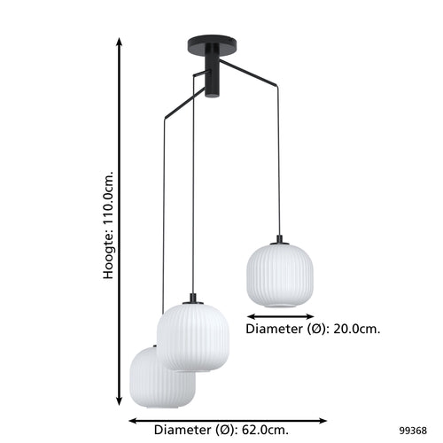 EGLO hanglamp Mantunalle - e27 - ø 62 cm - zwart/wit - vtwonen shop