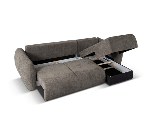 Cosmopolitan Design Converteerbare hoekbank rechts met opbergdoos Matera 4-zits, chenille, grijs - 173x253x86cm
