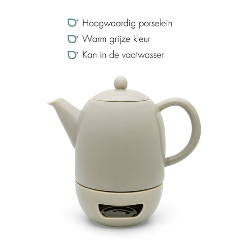 Bredemeijer - Theeset Viborg 1,2L+theelicht warm grijs