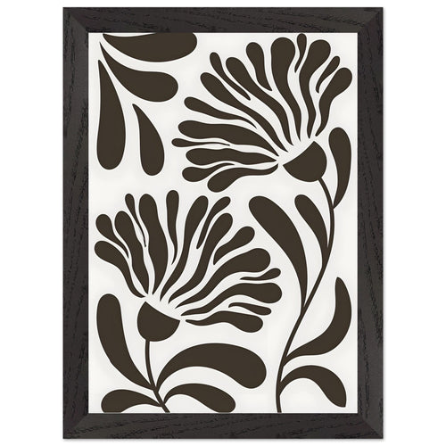 Artfulprints Poster met Lijst Matisse – Wildflower line   - A4 21x29.7 cm - Zwart / Wit