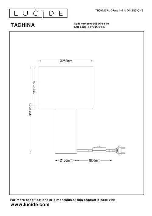 Lucide tafellamp TACHINA - 1xE27 - Naturel - vtwonen shop