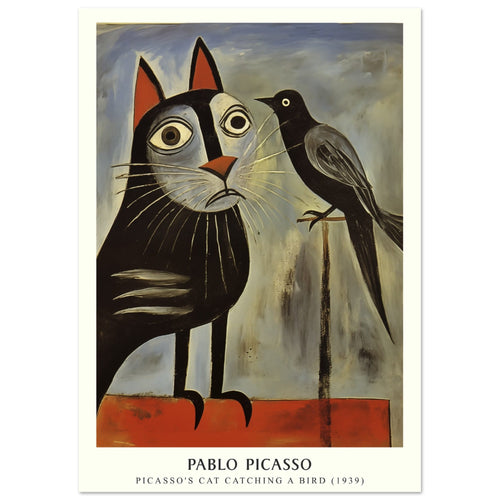 Artfulprints  Pablo Picasso - Picasso's cat catching a bird   poster A4 21x29.7 cm - vtwonen shop