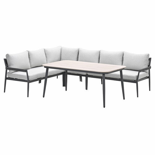 Barcelona lounge-diningset -5-dlg. - c. black -dark grey - valley sand