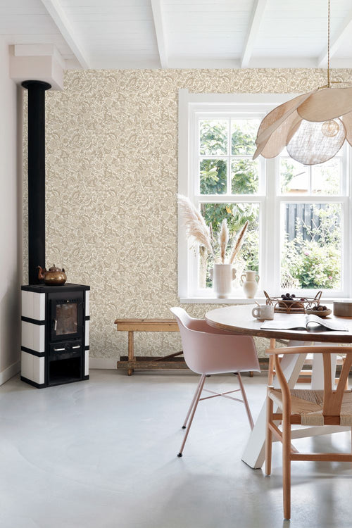 ESTAhome behang vintage bloemen beige en bruin - 50 x 900 cm - 132238