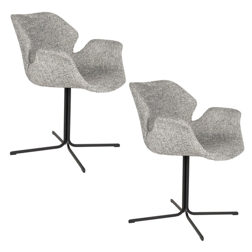Zuiver Nikki Eetkamerstoelen Armleuning Grijs - Set van 2