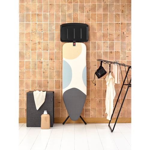 Brabantia Strijkplank B, 124x38 cm, solide stoomunithouder, PerfectFlow - Spring Bubbles