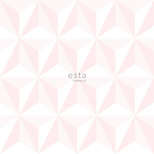 ESTAhome behang grafisch 3D motief licht roze - 53 cm x 10.05 m - 138911