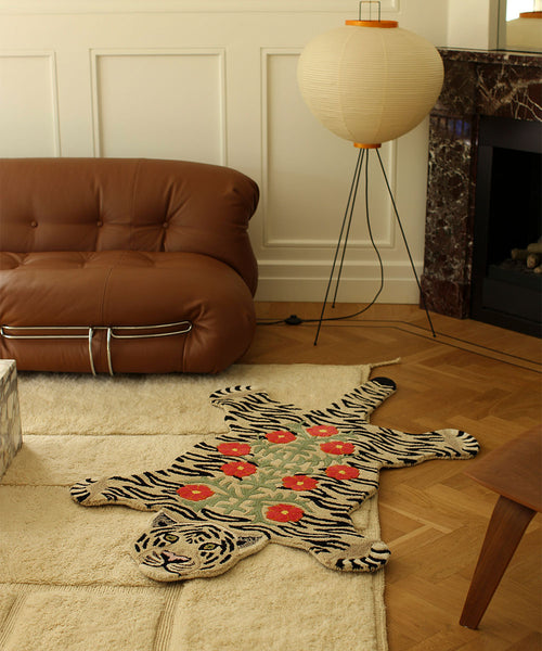 Doing Goods Floral White Vloerkleed - Groot 155 x 93 x 2 cm - 100% wol