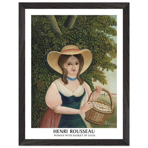 Artfulprints Poster met Lijst Henri Rousseau - Woman with basket of eggs   - 30x40 cm - Donkergroen