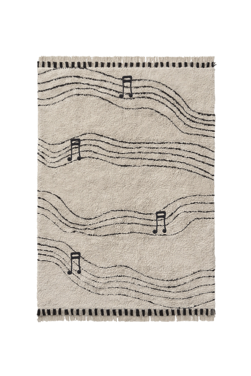 Lorena Canals Kindervloerkleed wasbaar vloerkleed Musical Notes Natural Black