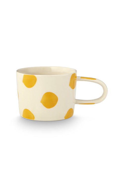 vtwonen - Mokken - Geel - Stippen - Set van 2 - Keramiek - 350ml