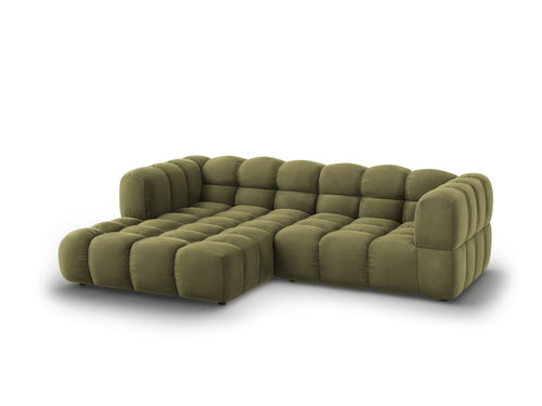 Cosmopolitan Design Modulaire hoekbank links Sky 3-zits, flueel, lichtgroen - 162x244x70cm