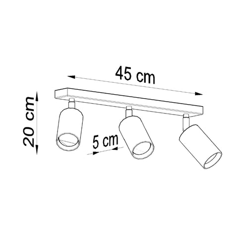 Sollux Lighting Plafondlamp BERG 3 naturel hout - 45x5x20cm