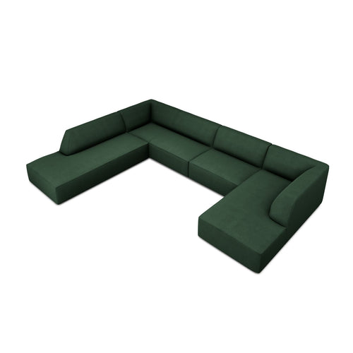 Cosmopolitan Design - Panoramische hoekbank links Siena 7-zits, structurele stof groente - 273x366x69cm