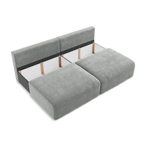 LaMiaSofa 3-zits slaapbank Ostia - chenille stof - grijs - 216x102x79