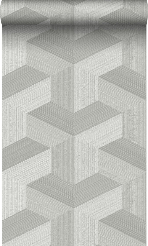 Origin Wallcoverings behang grafisch 3D motief grijs - 53 cm x 10.05 m - 347947