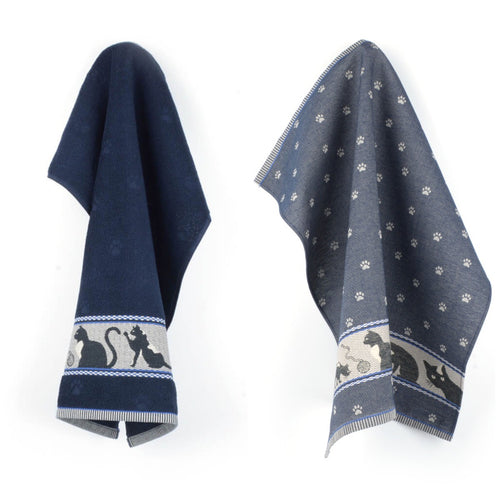 Luxe Keukendoek en Theedoek Kat Donkerblauw - Bunzlau Castle - 100% biologisch GOTS katoen - vtwonen shop