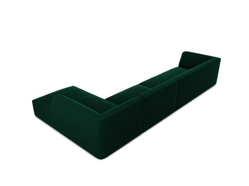 Micadoni rechter hoekbank Ruby 5-zits, flueel, flessengroen - 180x366x69cm