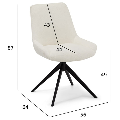 Furnhouse eetkamerstoel Helena - Crème wit - Stof (Bouclé) - Set van 2