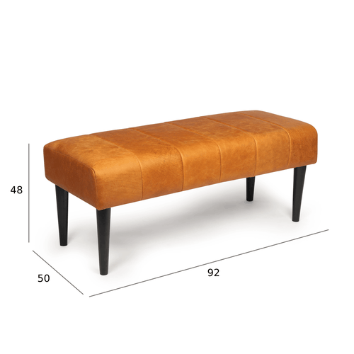 Furnhouse bankje Athea - Cognacbruin - Leer - 50x92x48