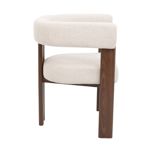 DÉJA Living Eetkamerstoel Aragon - Beige/Walnoot - Zithoogte 46cm - Set van 2