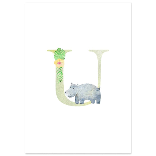 Artfulprints  Letter U kindernaam   poster A4 21x29.7 cm - vtwonen shop