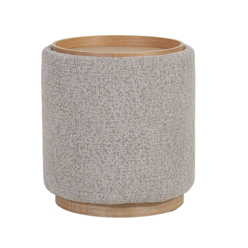 DÉJA Living Bijzettafel Marcia – Rond – Met Opbergruimte – Essen Fineer – 40x40x44 cm – Taupe/Naturel