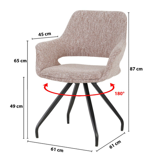 Livingfurn eetkamerstoel Capp - roze - set van 2 - 61x61x88