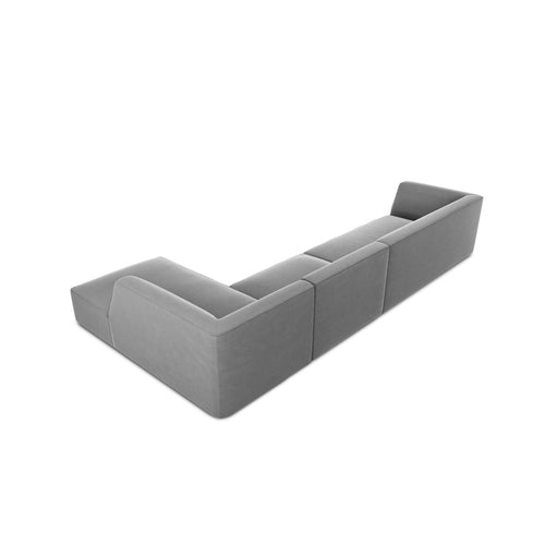 Cosmopolitan Design - Modulaire hoekbank rechts Siena 5-zits, flueel grijs - 180x366x69cm