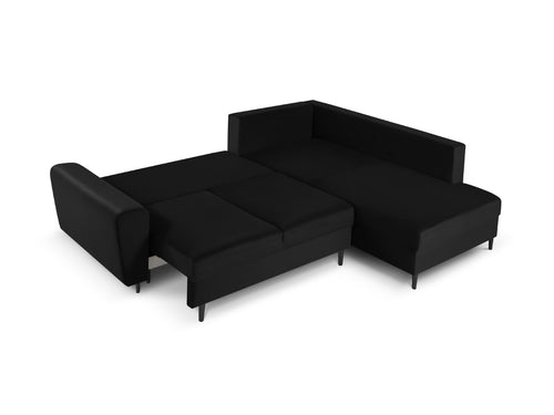 Cosmopolitan Design Converteerbare hoekbank rechts met opbergdoos Kyoto 5-zits, flueel, zwart - 194x243x88cm