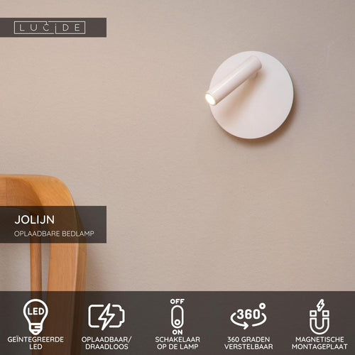 Lucide bedlamp JOLIJN - Geïntegreerde LED - Wit